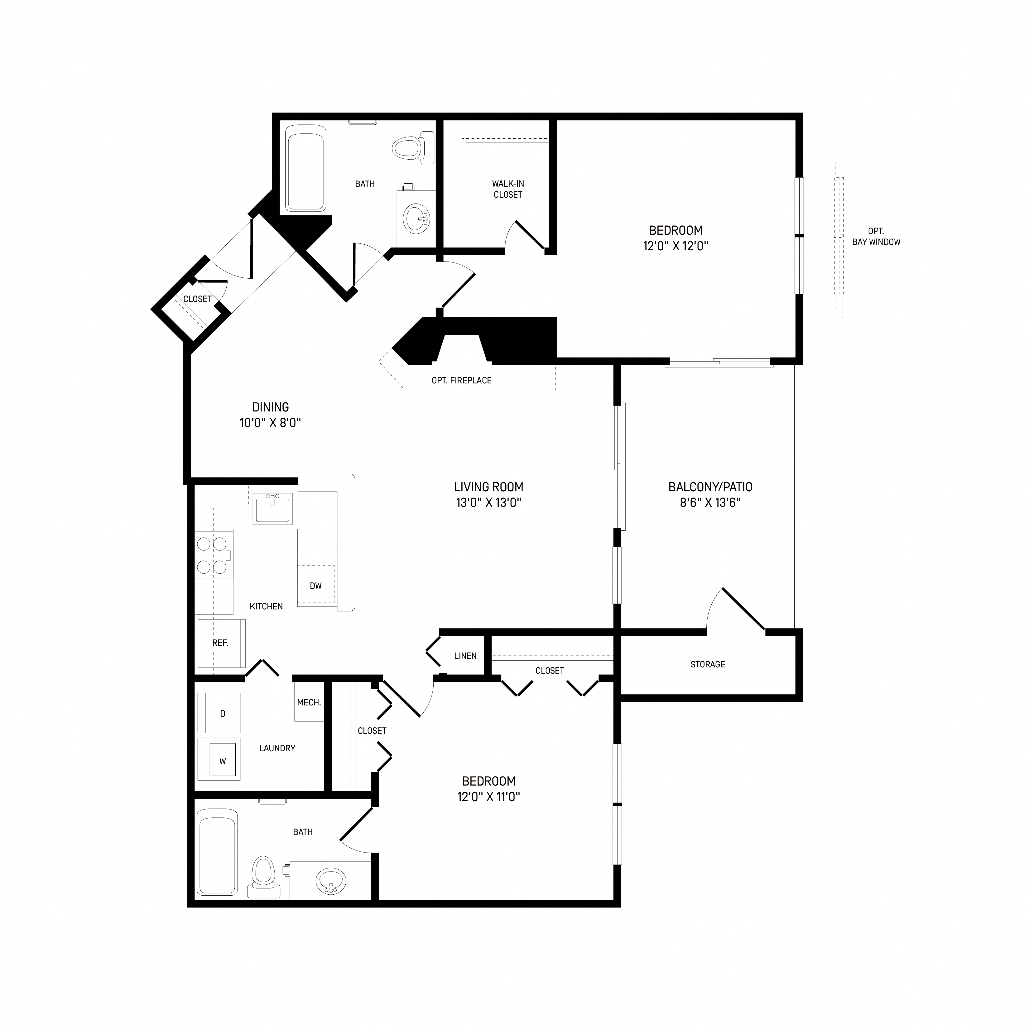 Floorplan for Apartment #23-104, 2 bedroom unit at Halstead Reston